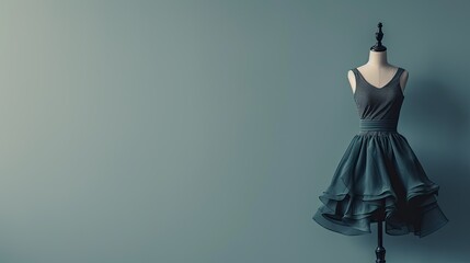 A dress wedding on a mannequin on a grey background 