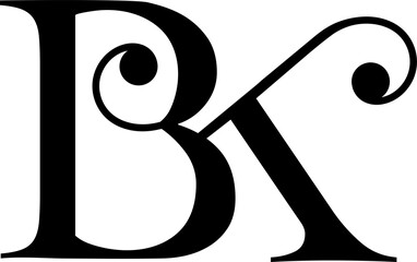 Bk logo monogram design - obrazy, fototapety, plakaty