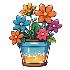 Colorful flowers in charming pots