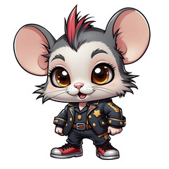 Cartoon rat in punk uniform