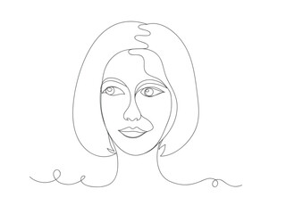 Artistic one line sketches of woman face. Female face drawing minimalist line style.