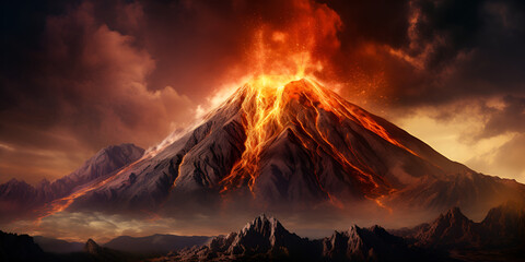 Lava going down the Volcano eruption