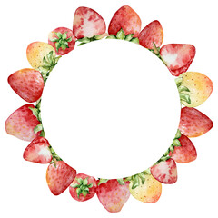Frame with watercolor straberries