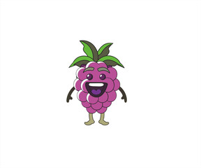 character of grape fruit flat design illustration