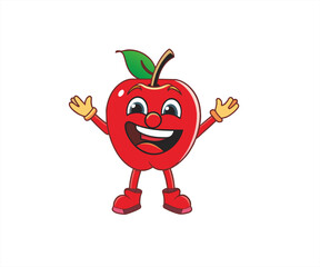 character of apple fruit flat design illustration