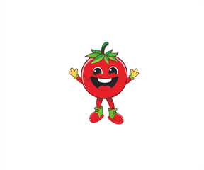 character of tomato fruit flat design illustration