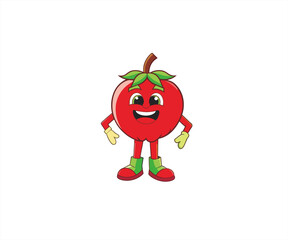 character of tomato fruit flat design illustration
