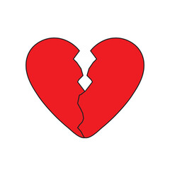 Heartbreak or broken heart or divorce flat icon for apps and websites