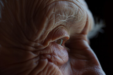 Elderly man with wrinkles on his face, close-up