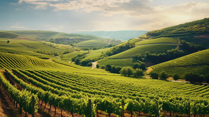 Beautiful landscape of Vineyards in European region in summer season comeliness