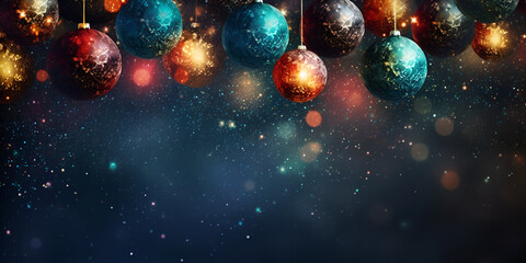 Obraz na płótnie Canvas Merry Christmas Background with balls and snowflakes