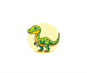 cute dinosaur walking character mascot illustration