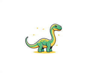 cute dinosaur walking character mascot illustration
