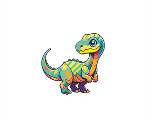 cute dinosaur walking character mascot illustration