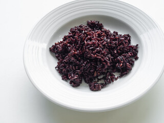 Rice Riceberry  in White Place, Food Traditional Asian Thailand.