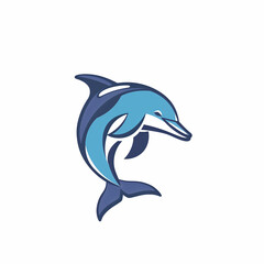 Fototapeta premium ベクターデザインのイルカのロゴ。白の背景の動物のロゴ。アイコン。シンボル。 Vector design dolphin logo. Animal logo on white background. Icon. Symbol. [Generative AI]