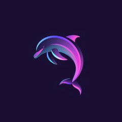 Obraz premium ベクターデザインのイルカのロゴ。黒の背景の動物のロゴ。アイコン。シンボル。 Vector design dolphin logo. Animal logo on black background. Icon. Symbol. [Generative AI]