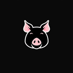 Fototapeta premium ベクターデザインの豚のロゴ。黒の背景の動物のロゴ。アイコン。シンボル。 Vector design pig logo. Animal logo on black background. Icon. Symbol. [Generative AI]