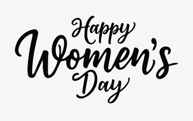 Happy women's day lettering hand drawn inscription. 8 of march international women's day holiday calligraphy. Invitation, greeting card decoration. Elegant typo script, Vector illustration