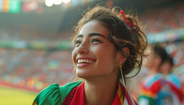 stadium soccer fan emotions portrait with mexican flag - Powered by Adobe