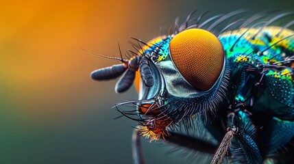 Magnified view of a fly's eye, intricate compound structure