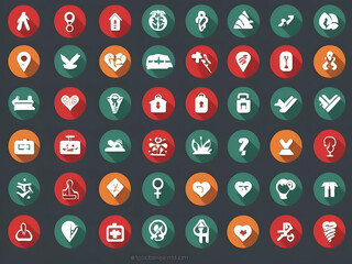 vector of mental health icons and emergency signs