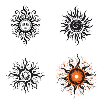 set of sun tattoo 