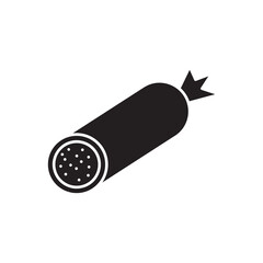Salami vector icon, simple flat black illustration on white background..eps