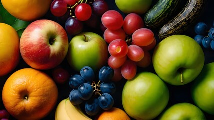 bunches of fresh fruits piled on top of each other