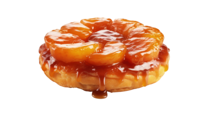 tarte tatin on white isolated on clear png background and transparent background. Bakery and pastry concept for cafe and restaurent, AI generative.	