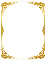 Art Deco gold frame, decorative frames, vintage frame line geometric wedding label card frame png transparent background