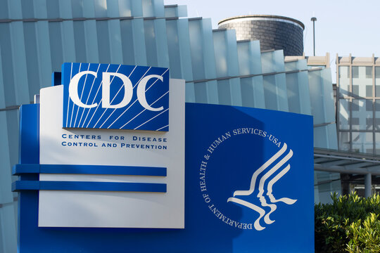 Atlanta, GA, USA - June 15, 2022: Closeup of the CDC logo seen at the Edward R. Roybal campus, the headquarters of the Centers for Disease Control and Prevention (CDC) in Atlanta, Georgia.