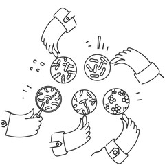 hand drawn doodle microbes bacteria probiotics illustration collection