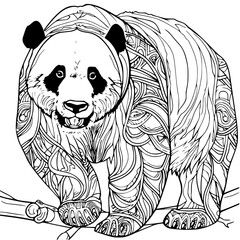 Futuristic Panda Mandala Pattern Background Black and White SVG Vector File for Laser Cutting Generative Ai