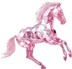 horse,pink crystal shape of horse,horse made of crystal isolated on white or transparent background,transparency 
