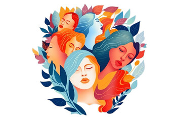 illustration of International Womens Day, Isolated on transparent PNG background, Generative ai