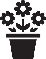 Potted Flowers Silhouette vector