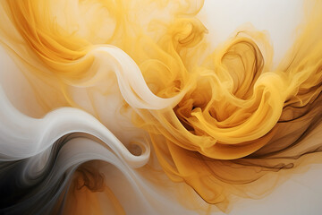 Yellow smoke abstract with a white background - obrazy, fototapety, plakaty