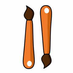 Flat paint brush on white background.