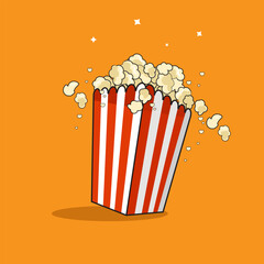Vector illustration of bucket popcorn set , snack of movie time 