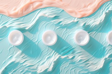 Delicate ripples and fluid motions of moisturizer on a light pastel surface, providing nourishment for skincare with hydrating face cream or lotion.