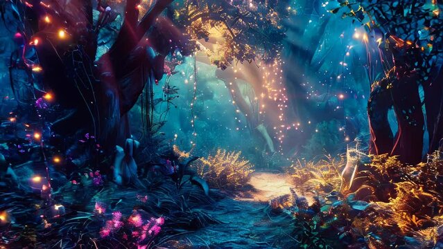 Beautiful fantasy green forest