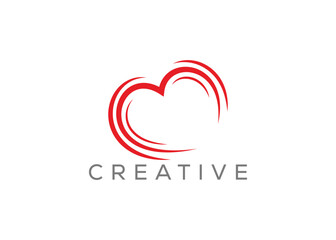 Minimalist Love logo design vector template. Creative red Heart shape logo