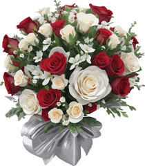 Free vector exquisite flower bouquet design with red roses.AI generative.