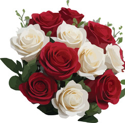 Free vector exquisite flower bouquet design with red roses.AI generative.
