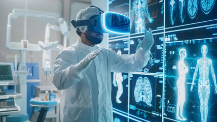 Medical Professional Using AI-Integrated Virtual Reality, Technology for medical concept.  - Powered by Adobe