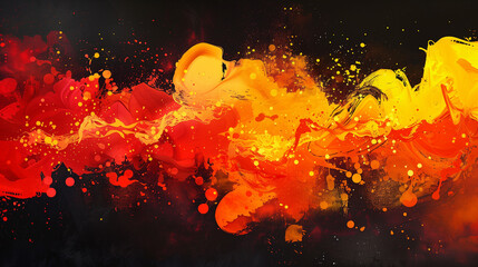 水彩画インクの背景画像_黒・赤色 Abstract colorful black color painting illustration. Background of watercolor splashes [Generative AI]