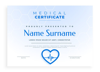 professional medical health certificate template with ecg graph design