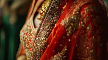 Close Up Of A Traditional Bride's Attire - obrazy, fototapety, plakaty