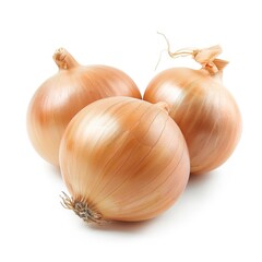 Fototapeta premium Three whole yellow onions isolated on white background